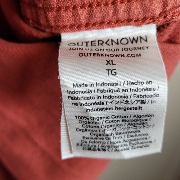OUTERKNOWN $128 Townes Corduroy Button Shirt Henna Red Long Sleeve Size XL - Picture 11 of 13